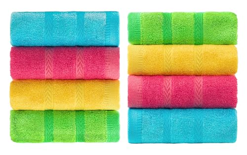 MEMRUI Multicolor Fingertip Towels for Bathroom - Kids Face Towels, 10 x 18 Inches, 8 Pcs in 4 Colors - Image 1