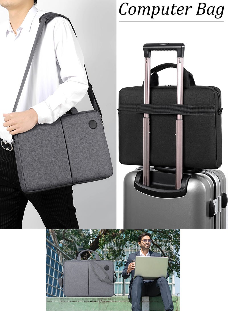 Qiccijoo Laptop Bag 15.6 Inch，Carry On Laptop Case Computer Bag for Men Women Business Briefcase Gifts for Travel/School Messenger Shoulder Bag with Strap-Grey - Image 5