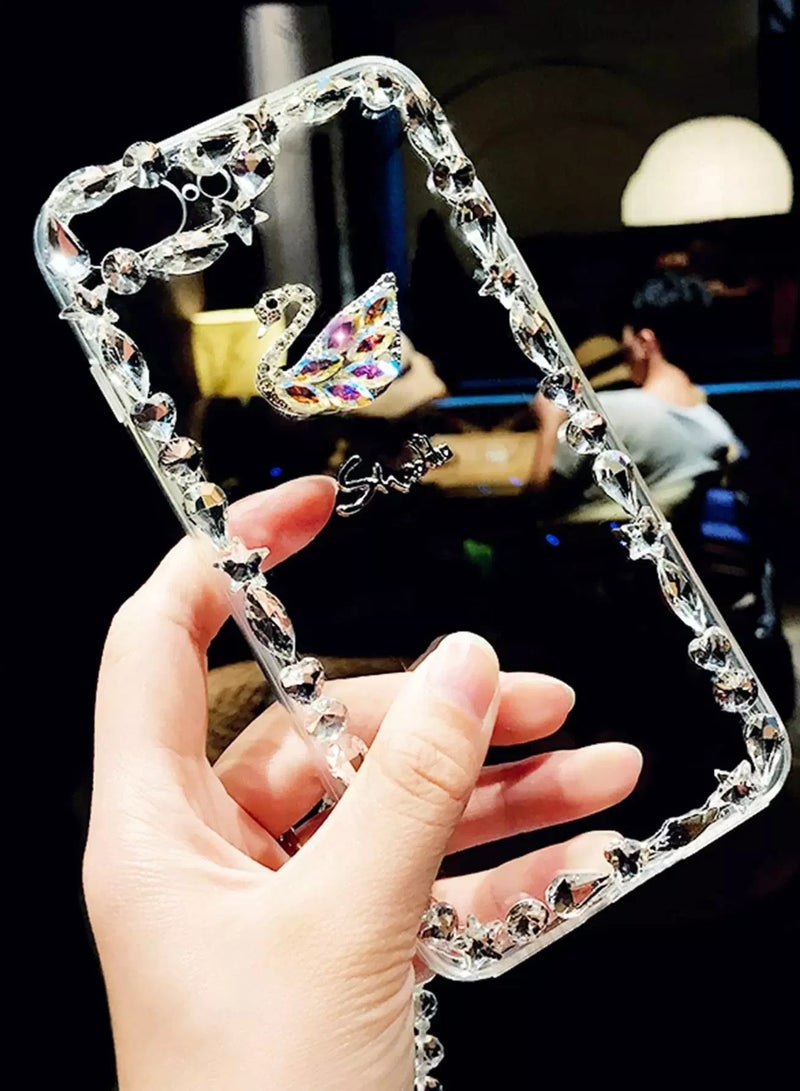 Rhinestone Decor Transparent Case Compatible With iPhone With Lanyard  - Image 2