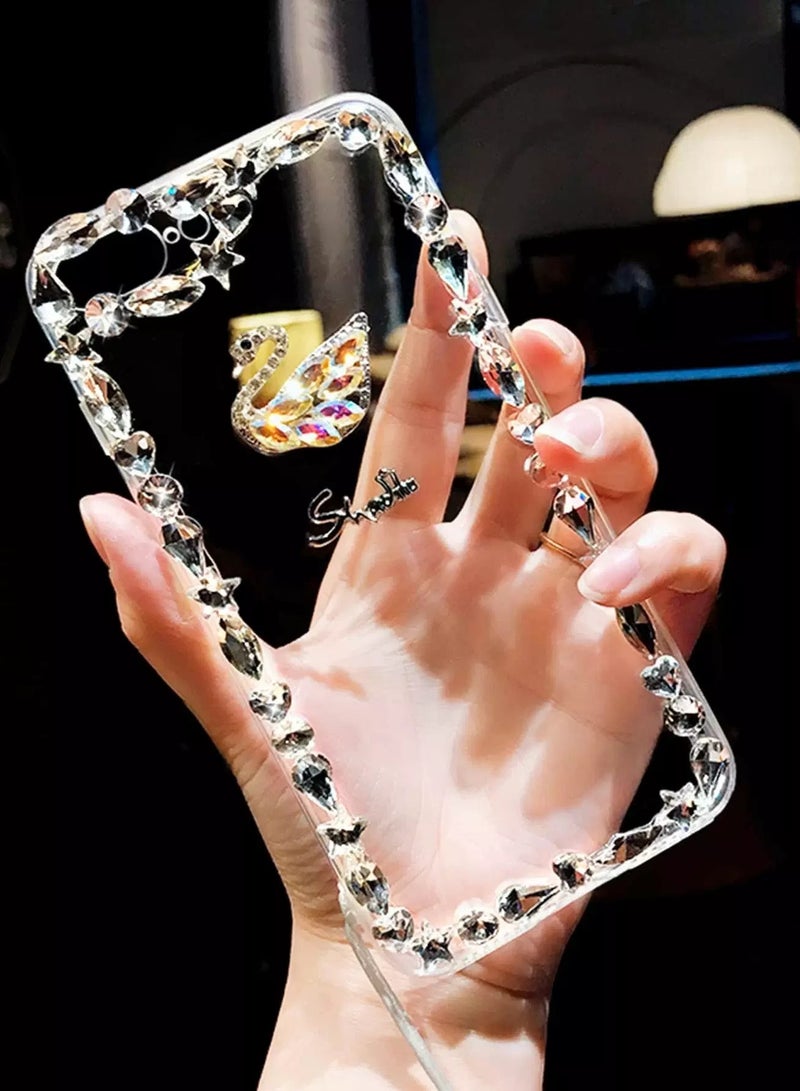 Rhinestone Decor Transparent Case Compatible With iPhone With Lanyard  - Image 4