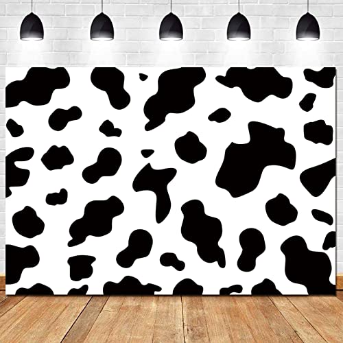 HQM 9x6ft Cow Party Photography Backdrops Black and White Cow Farm Animal Happy Birthday Photo Background Kid's Birthday Party Newborn Baby Shower Banner Props Supplies - Image 1