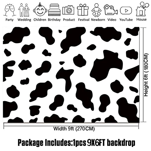 HQM 9x6ft Cow Party Photography Backdrops Black and White Cow Farm Animal Happy Birthday Photo Background Kid's Birthday Party Newborn Baby Shower Banner Props Supplies - Image 5