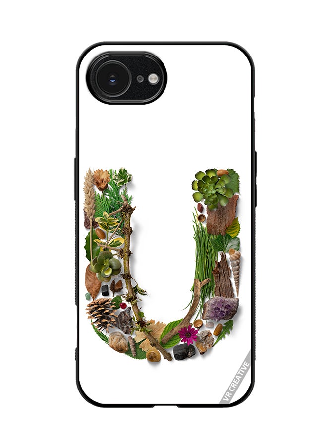 Protective Case Cover For Apple iPhone 16e Alphabet U Design Multicolour