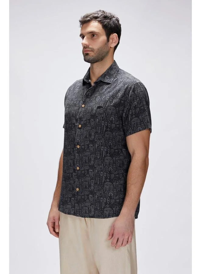 Bad Bear  Merle Black Short Sleeve Printed Men's Shirt. for Men | Best Price UAE