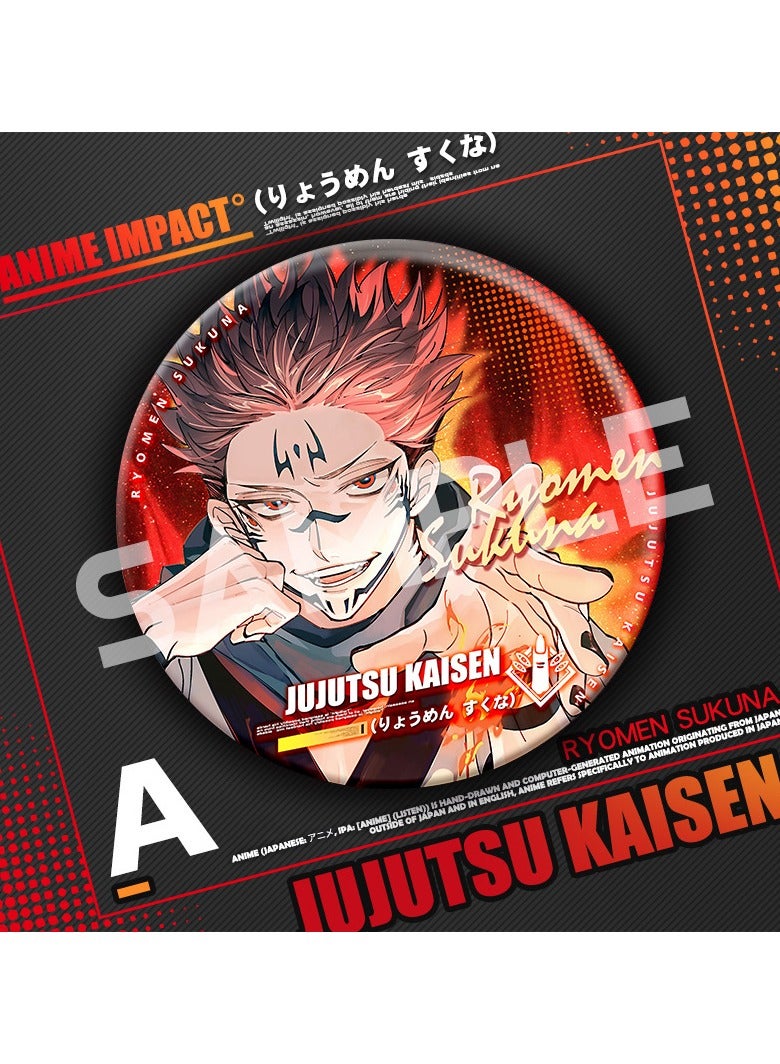 Anime Jujutsu Kaisen Ryomen Sukuna Round Pin Cosplay Badge Accessories For Clothes Backpack Decoration Gift - Image 2