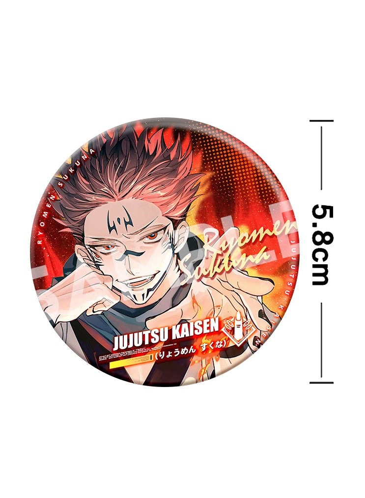Anime Jujutsu Kaisen Ryomen Sukuna Round Pin Cosplay Badge Accessories For Clothes Backpack Decoration Gift - Image 1
