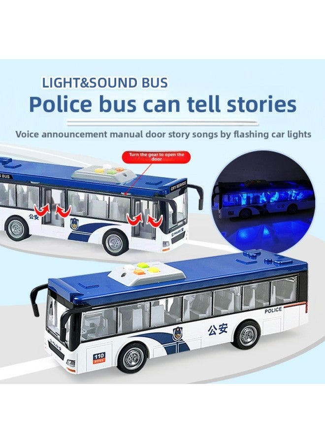 Artistic Car Play Simulation Children's Toy Car Bus Model Bus Car Toy With Lights To Open The Door Story-Color:913C Double Section★police Car Bus - Image 5