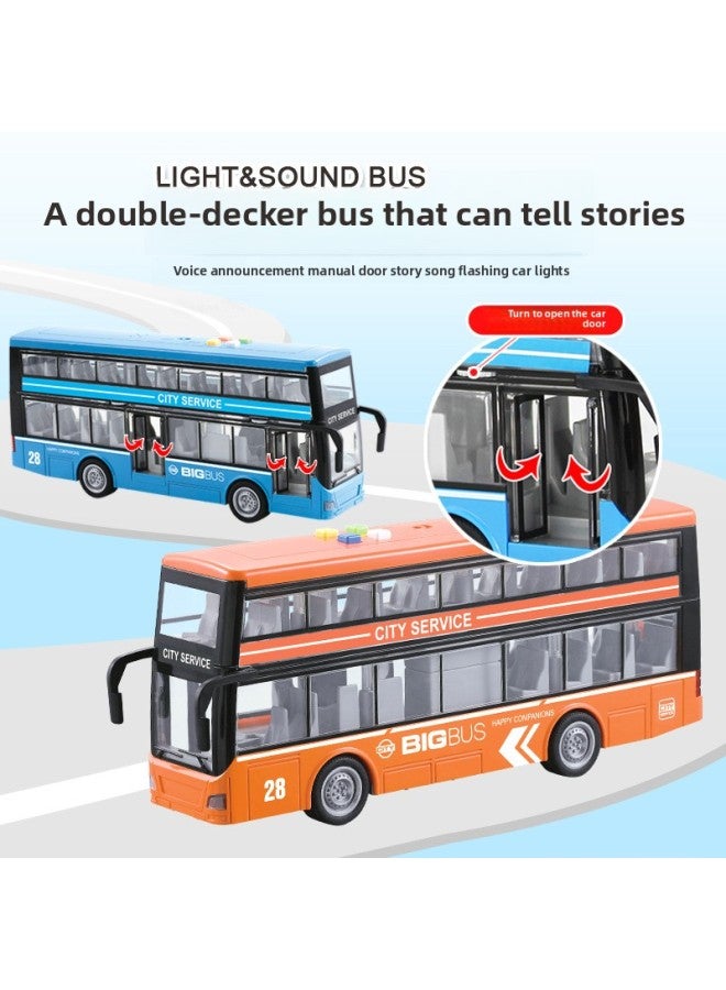 Artistic Car Play Simulation Children's Toy Car Bus Model Bus Car Toy With Lights To Open The Door Story-Color:913C Double Section★police Car Bus - Image 3