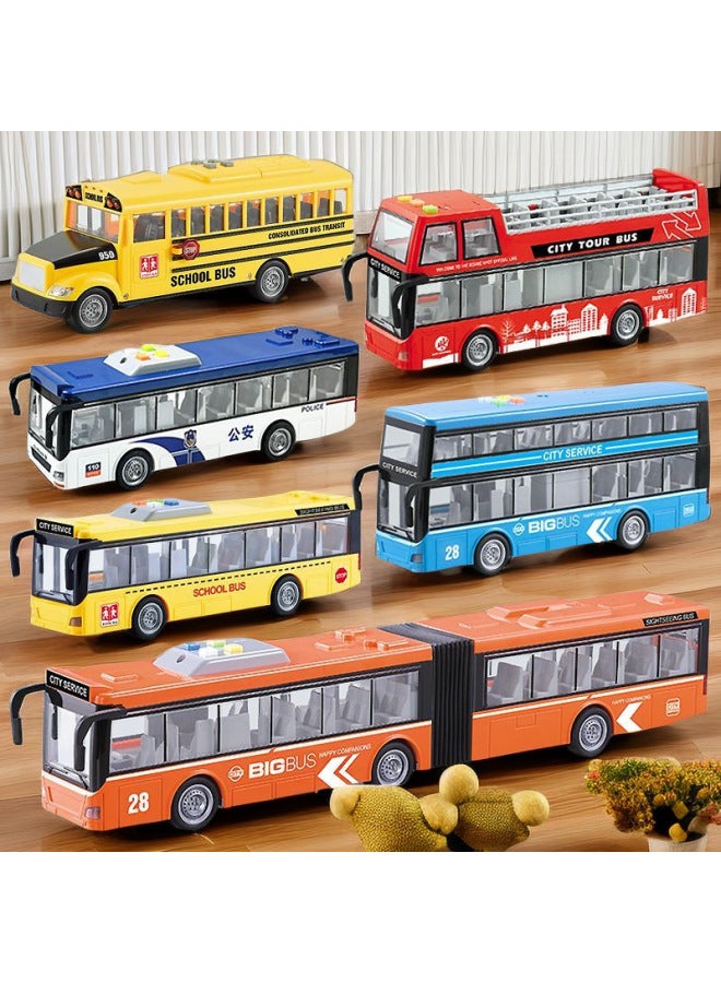 Artistic Car Play Simulation Children's Toy Car Bus Model Bus Car Toy With Lights To Open The Door Story-Color:913C Double Section★police Car Bus - Image 2