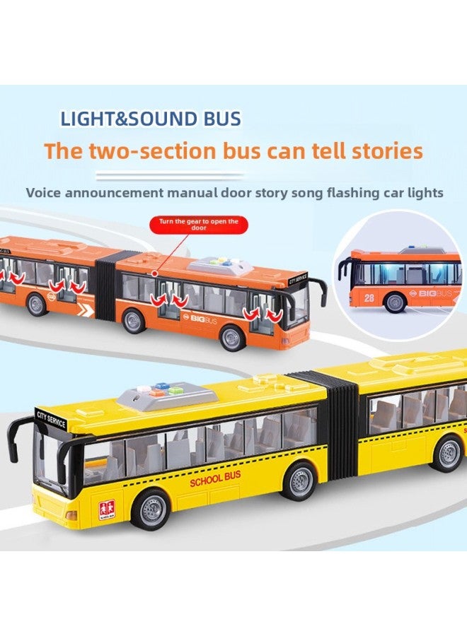 Artistic Car Play Simulation Children's Toy Car Bus Model Bus Car Toy With Lights To Open The Door Story-Color:913C Double Section★police Car Bus - Image 4