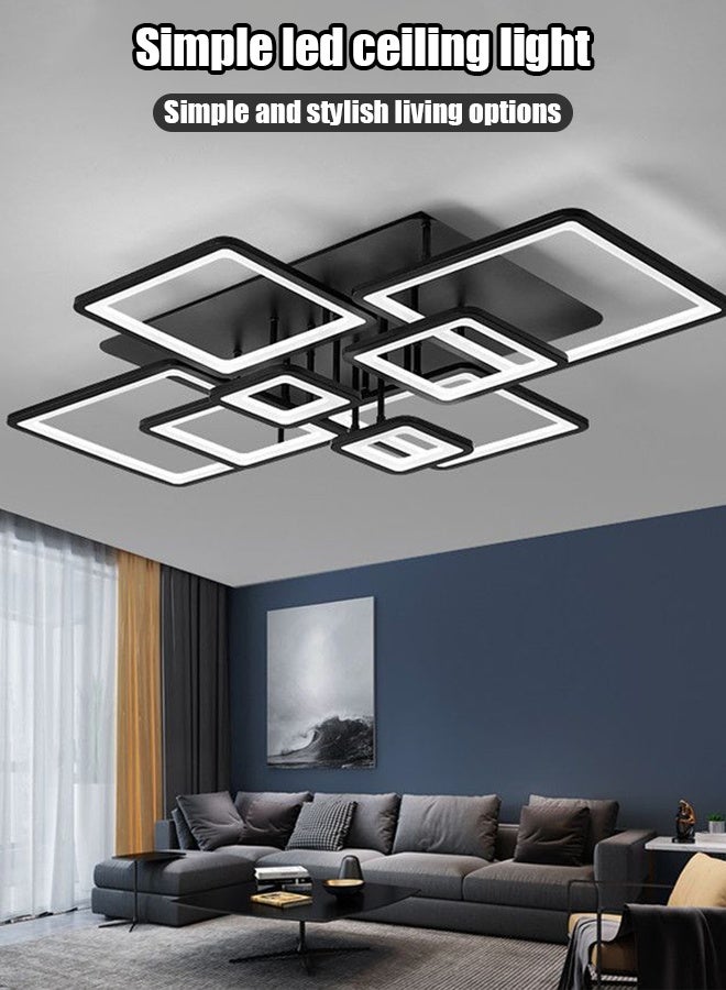 Eight-sided three-color remote-controlled bedroom lamp, simple and modern ceiling lamp for bedrooms, minimalist room lamp, luxurious and creative square-shaped large-sized Nordic living room lamp. - Image 1