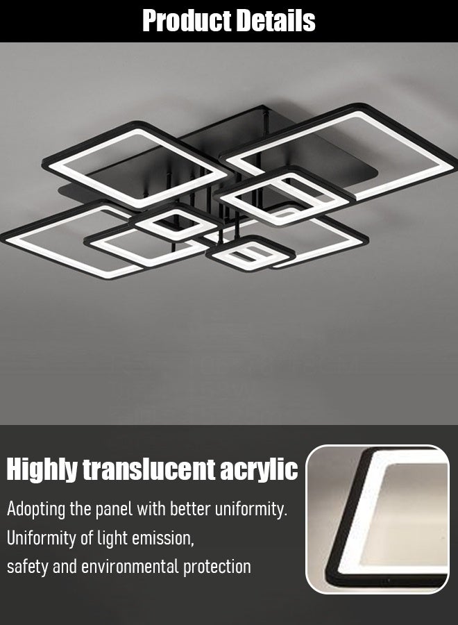 Eight-sided three-color remote-controlled bedroom lamp, simple and modern ceiling lamp for bedrooms, minimalist room lamp, luxurious and creative square-shaped large-sized Nordic living room lamp. - Image 4