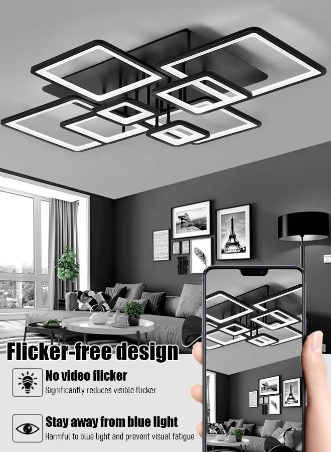 Eight-sided three-color remote-controlled bedroom lamp, simple and modern ceiling lamp for bedrooms, minimalist room lamp, luxurious and creative square-shaped large-sized Nordic living room lamp. - Image 5