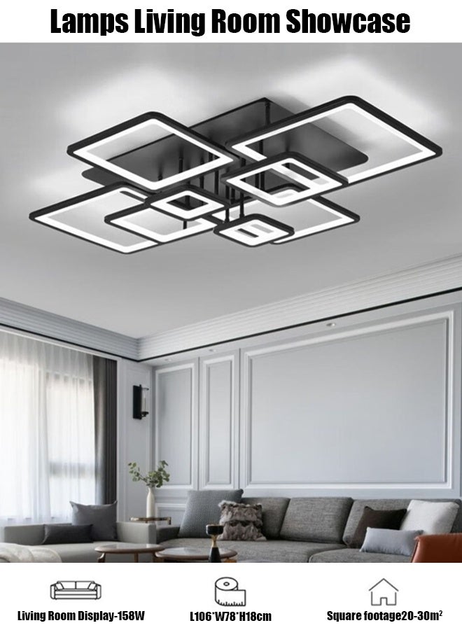Eight-sided three-color remote-controlled bedroom lamp, simple and modern ceiling lamp for bedrooms, minimalist room lamp, luxurious and creative square-shaped large-sized Nordic living room lamp. - Image 2