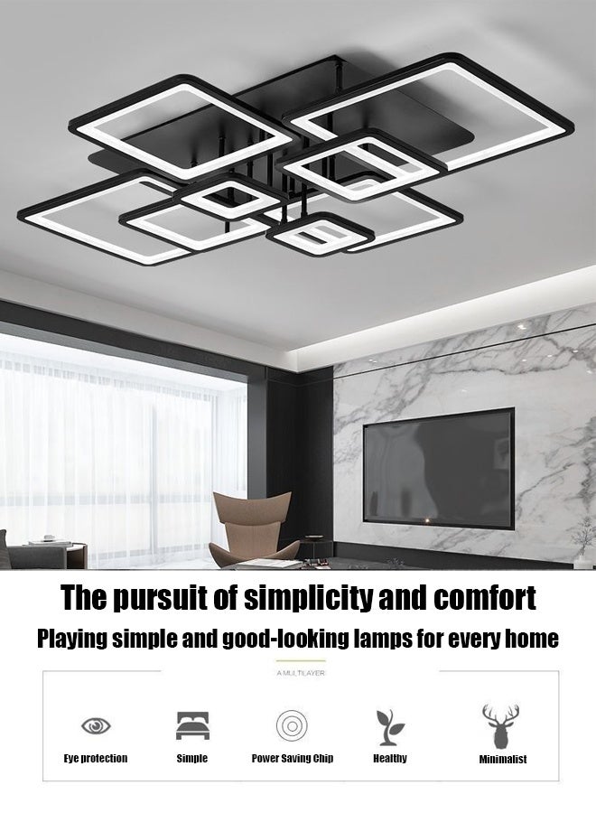 Eight-sided three-color remote-controlled bedroom lamp, simple and modern ceiling lamp for bedrooms, minimalist room lamp, luxurious and creative square-shaped large-sized Nordic living room lamp. - Image 3