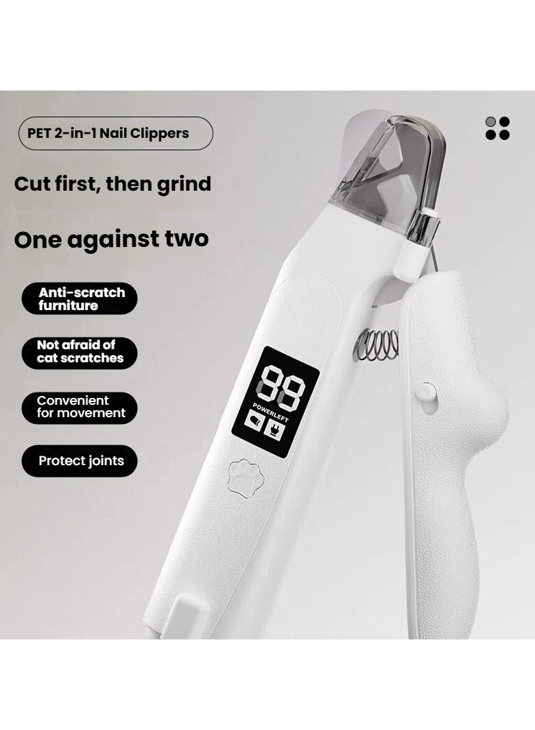 عام مقلم أظافر كهربائي متعدد الوظائف للحيوانات الأليفة - يشمل ملمع أظافر هادئ مع مؤشر بطارية رقمي، وقصافة أظافر مضيئة وآمنة - Image 3