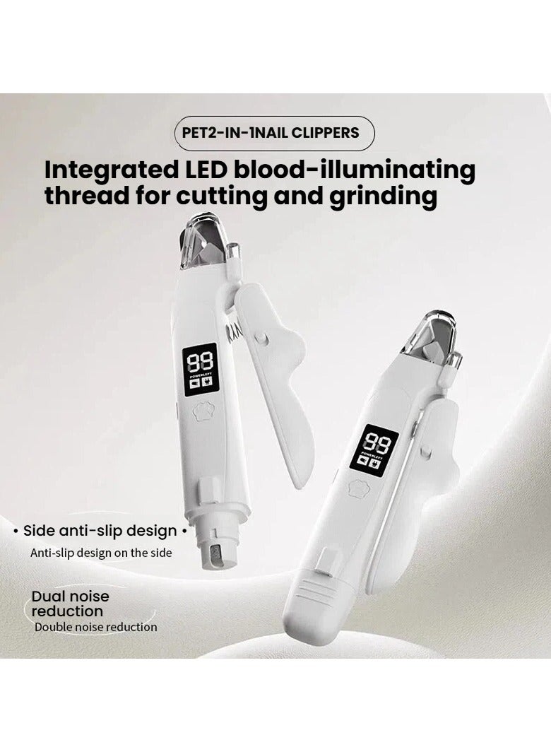 عام مقلم أظافر كهربائي متعدد الوظائف للحيوانات الأليفة - يشمل ملمع أظافر هادئ مع مؤشر بطارية رقمي، وقصافة أظافر مضيئة وآمنة - Image 2