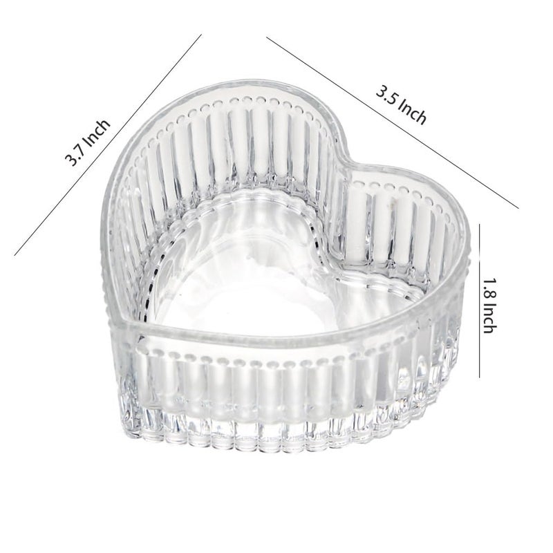WAIT FLY Glass Heart-shaped Candy & Dessert Bowl - Fruit Bowl & Ring Holder - Wedding Party Decor - Clear - 5 OZ - Image 2