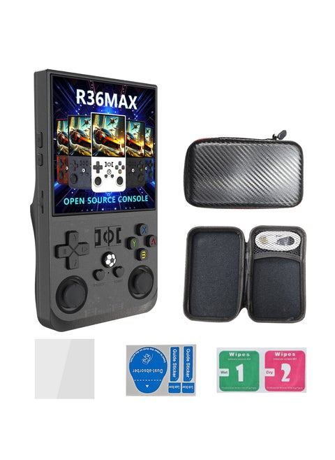 R36S Update Version R36MAX Retro Handheld Video Game Console, 4" HD IPS Screen, 4000mAh Battery, RK3326 Chip, 30 Emulators (PS1/N64/GBA/MAME) 18000 Games, Ergonomic Design with Dual Joysticks