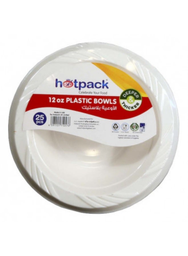 Hotpack 12oz Plastic Bowls – 25 Pieces