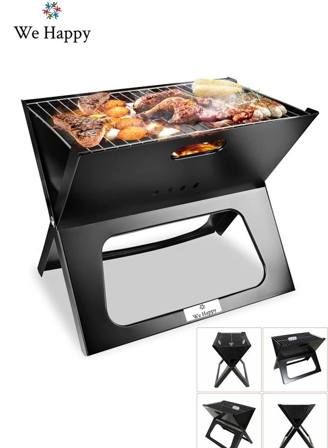 We Happy Portable Outdoor Barbecue X Type Charcoal Grill | Foldable & Easy to Use - Image 1