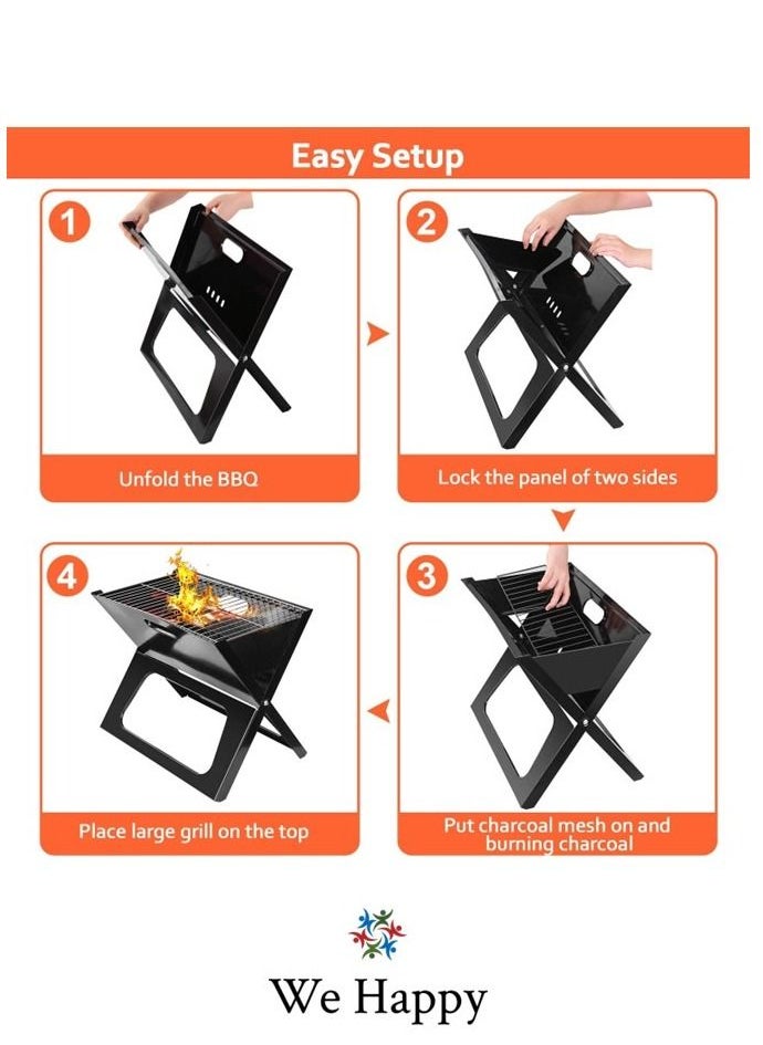 We Happy - Portable Outdoor Barbecue X Type Charcoal Grill | Foldable & Easy to Use - Image 1
