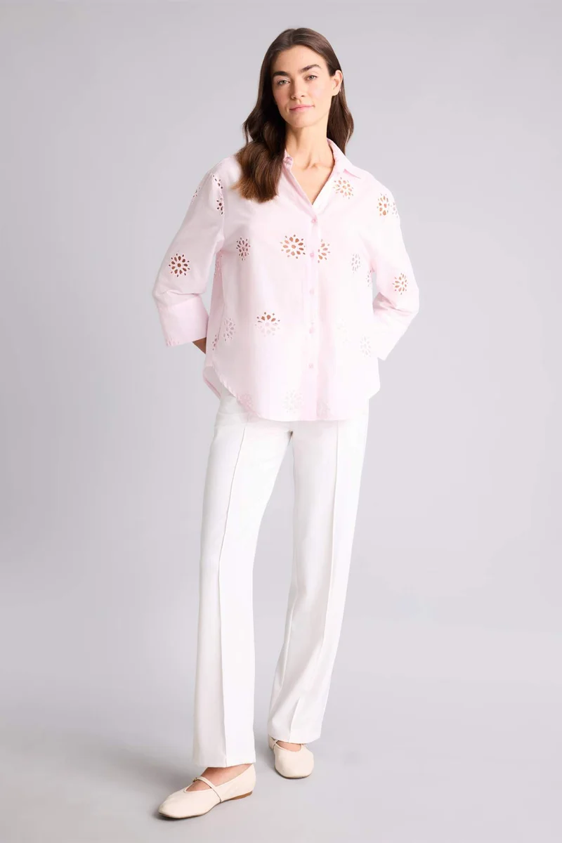 DeFacto Oversize Shirt Collar brode Long Sleeve Shirt
