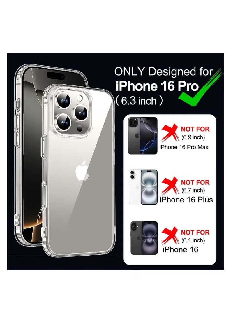 جراب لهاتف iPhone 16 Pro جراب شفاف كريستالي [تقنية لا تصفر] جراب شفاف رفيع للنساء والرجال جراب هاتف iPhone 16 Pro (شفاف) - Image 2