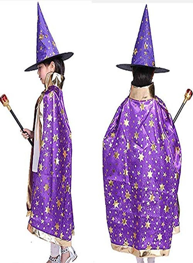 Jackcell Wizard Cape Witch Cloak with Hat and Pumpkin Bag, Halloween Costume Props for Kids Cosplay Party - Image 4