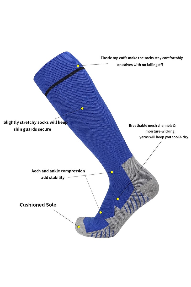 جناح السماء جوارب كرة قدم رجالية ونسائية، جوارب رياضية ضاغطة ومطاطة حتى الركبة، جوارب كرة قدم للجنسين - أزرق - زوج واحد - Image 3