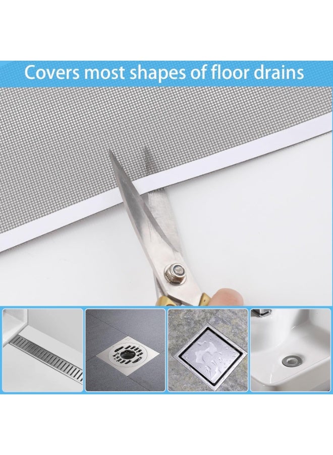 jaexest 1Pack Disposable Shower Drain Hair Catche Screen Adhesive Cutable Mesh Shower Drain Cover Stickers for Linear DIY Floor with Removal Tool for Bathroom Kitchen Bathtub - Image 5