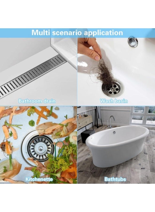 jaexest 1Pack Disposable Shower Drain Hair Catche Screen Adhesive Cutable Mesh Shower Drain Cover Stickers for Linear DIY Floor with Removal Tool for Bathroom Kitchen Bathtub - Image 4