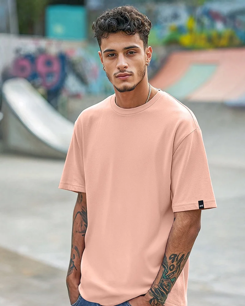 بيواكوف تي شيرت رجالي وردي واسع