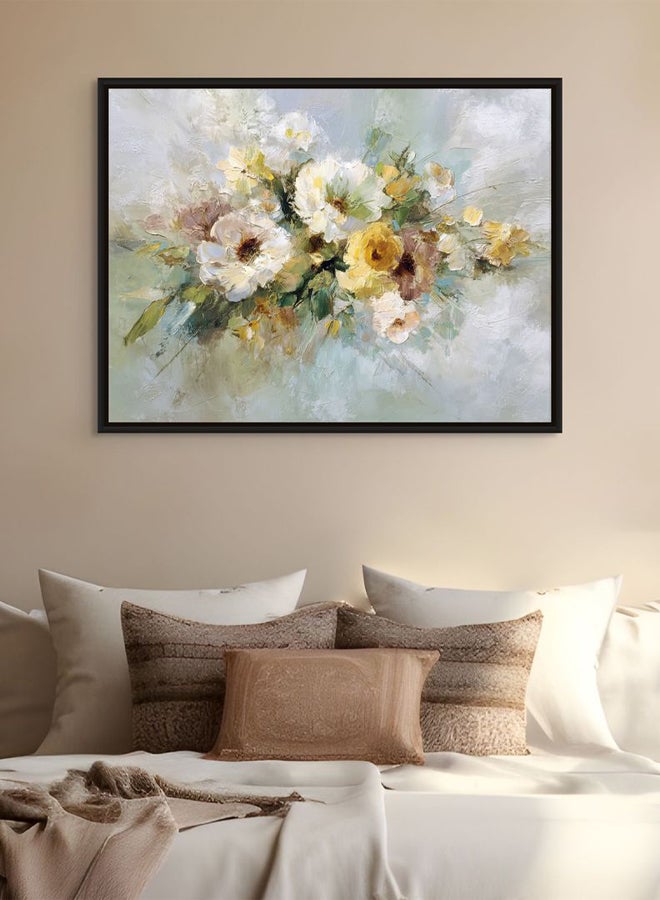Art Decor Framed Canvas Landscape Print of Soft Yellow and White Flower Bouquet Modern Floral Botanical Art for Living Room Bedroom Office Home Décor - Image 3