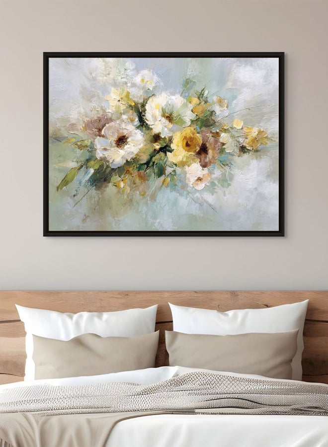 Art Decor Framed Canvas Landscape Print of Soft Yellow and White Flower Bouquet Modern Floral Botanical Art for Living Room Bedroom Office Home Décor - Image 2