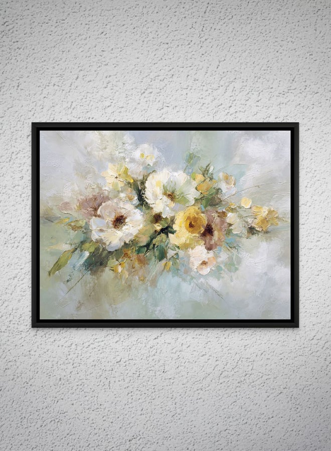 Art Decor Framed Canvas Landscape Print of Soft Yellow and White Flower Bouquet Modern Floral Botanical Art for Living Room Bedroom Office Home Décor - Image 1
