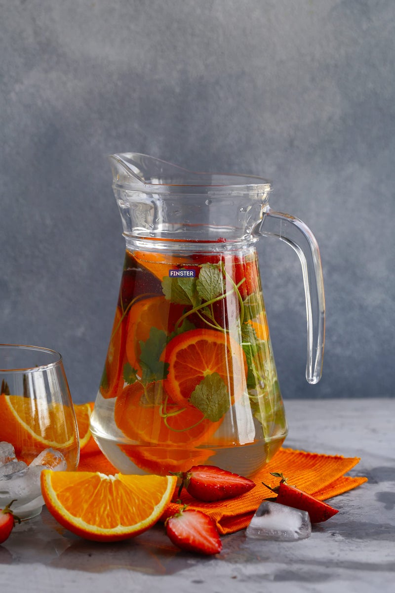 FINSTER Glass Italian Premium Duck Pitcher Jug for Water - 1.3L, Transparent Drinking Beverage Jug, Glass Juice Pot for Home and Tableware Use - Image 1
