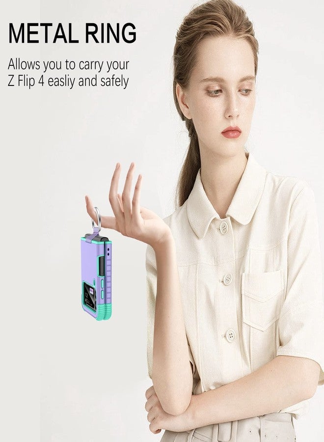 بنتوبين جراب BENTOBEN لهاتف سامسونج جالاكسي Z Flip 4، جراب Z Flip 4 5G، غطاء حماية متين 2 في 1 مقاوم للصدمات بالكامل مع حلقة، مناسب للفتيات والنساء والأولاد والرجال، بنفسجي/نعناعي - Image 4