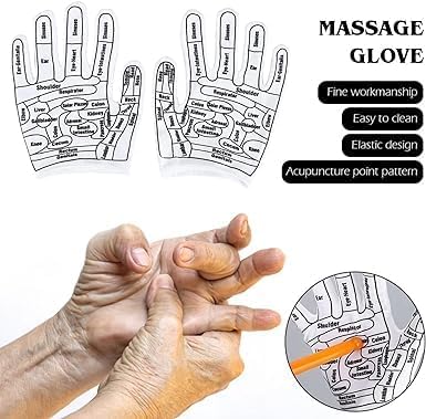 Jowxsx 1 Pair of Reflexology Gloves Hand Pointed Reflexology Tool Print Mittens Massage Tools and Equipmen for Correctly Stimulating Hand Acupoints Massa - Image 3