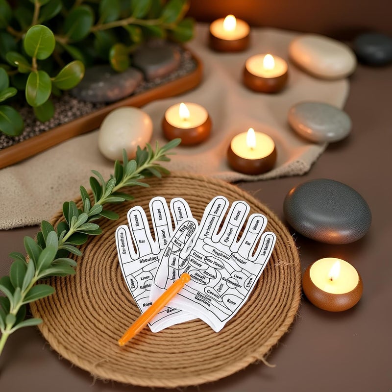 Jowxsx 1 Pair of Reflexology Gloves Hand Pointed Reflexology Tool Print Mittens Massage Tools and Equipmen for Correctly Stimulating Hand Acupoints Massa - Image 2