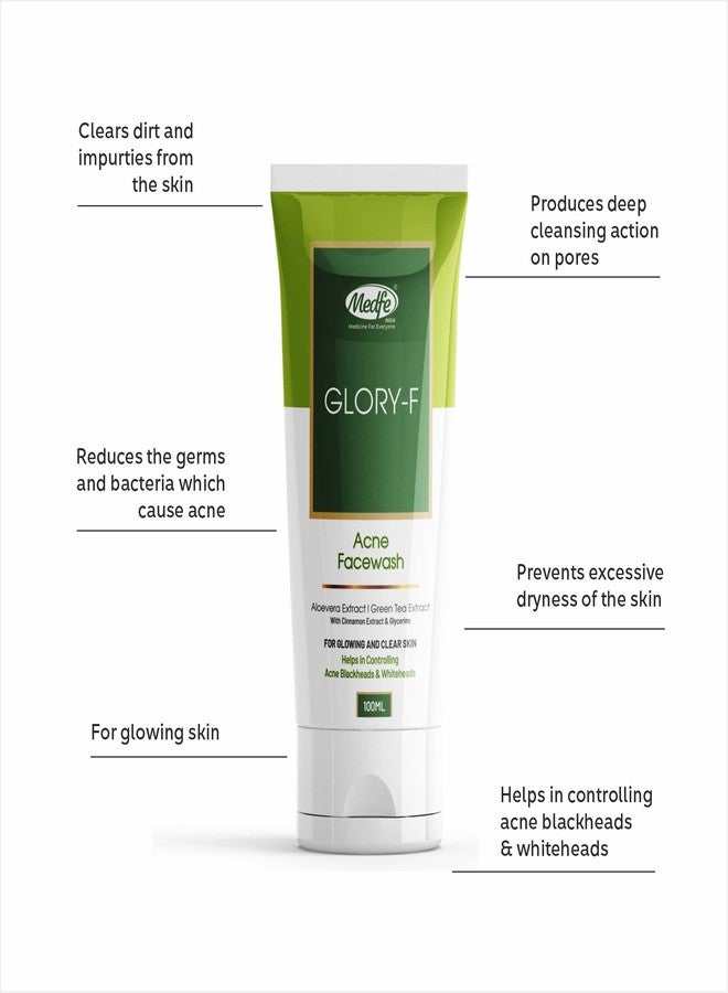 Medfe Glory F Acne Face Wash | Control Acne Blackheads and Whiteheads | For Oily & Acne Prone Skin | Prevents Pimples For Men & Women | 100 ML - Image 2