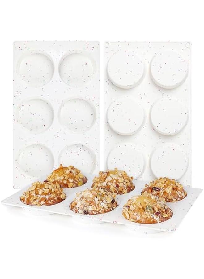 Muffin Top Pan, Silicone Egg Molds for Breakfast Sandwiches 3 Inch Round Baking Pan for Oven English Muffins, Whoopie Pies, Corn Bread, Egg bites, Tarts 3 Pack Confetti - Image 1