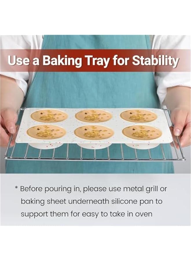 Muffin Top Pan, Silicone Egg Molds for Breakfast Sandwiches 3 Inch Round Baking Pan for Oven English Muffins, Whoopie Pies, Corn Bread, Egg bites, Tarts 3 Pack Confetti - Image 2