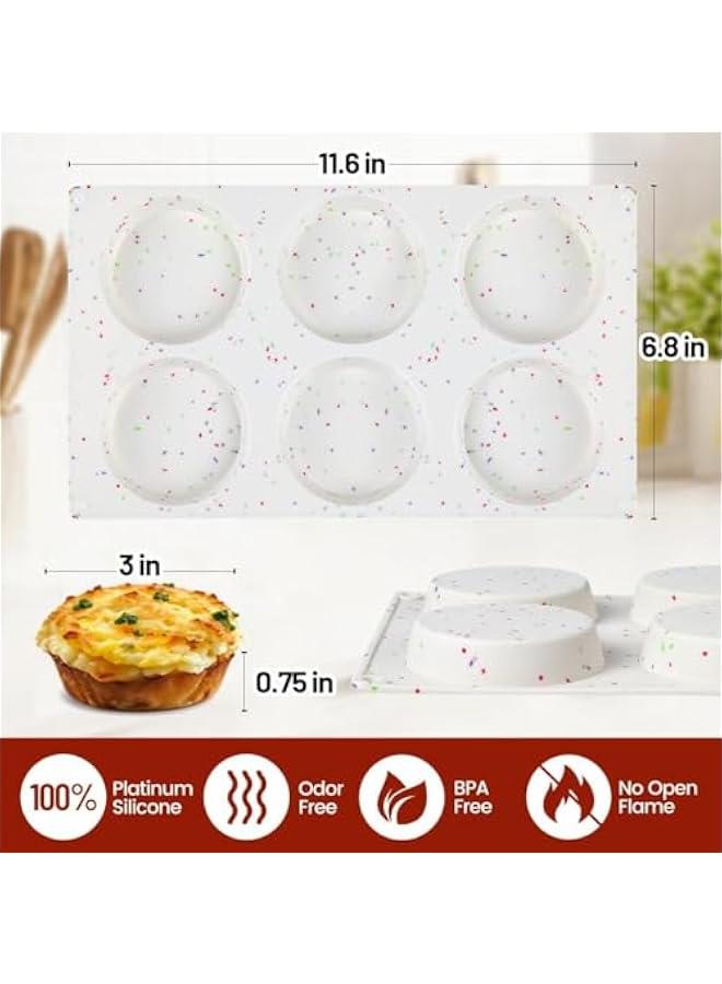 Muffin Top Pan, Silicone Egg Molds for Breakfast Sandwiches 3 Inch Round Baking Pan for Oven English Muffins, Whoopie Pies, Corn Bread, Egg bites, Tarts 3 Pack Confetti - Image 3