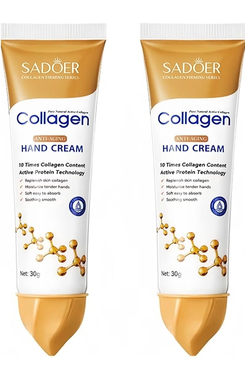SADOER Collagen Hand Cream Skin Cracked Repair Products Soften Nourish Anti-Drying Rejuvenating Moisturising Anti-Wrinkle Hand Skin Care Gel(2PACK) - Image 1