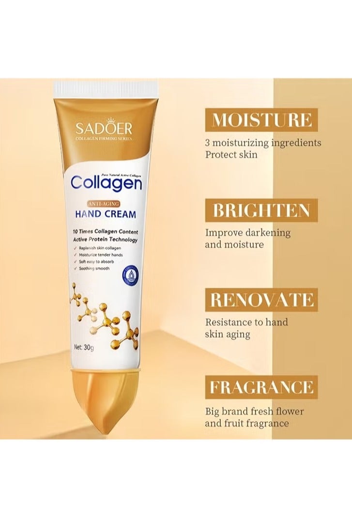 SADOER Collagen Hand Cream Skin Cracked Repair Products Soften Nourish Anti-Drying Rejuvenating Moisturising Anti-Wrinkle Hand Skin Care Gel(2PACK) - Image 3
