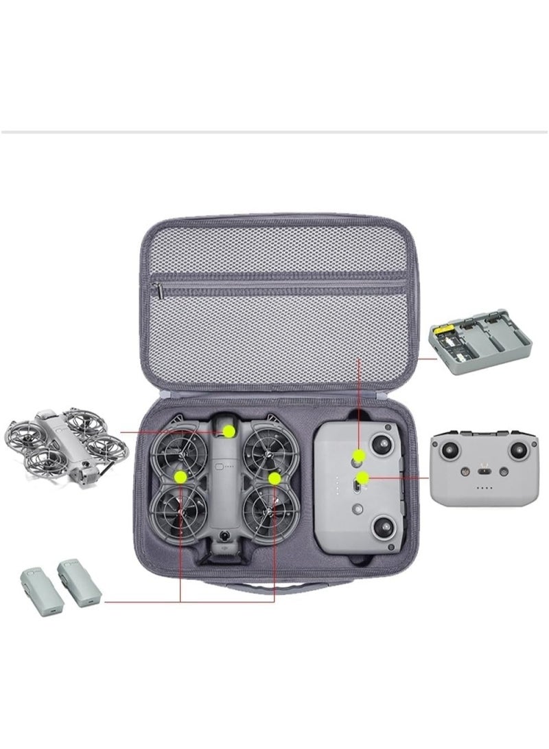 حمل حالة لـ DJI Neo 2 Fly More Combo ، كيس الكتف المحمول للتخزين PU للسفر الصلب لحالة DJI Neo 2 بدون طيار / RC-N3 وحدة التحكم عن بعد / البطاريات / مركز الشحن والاكسسوارات - Image 5
