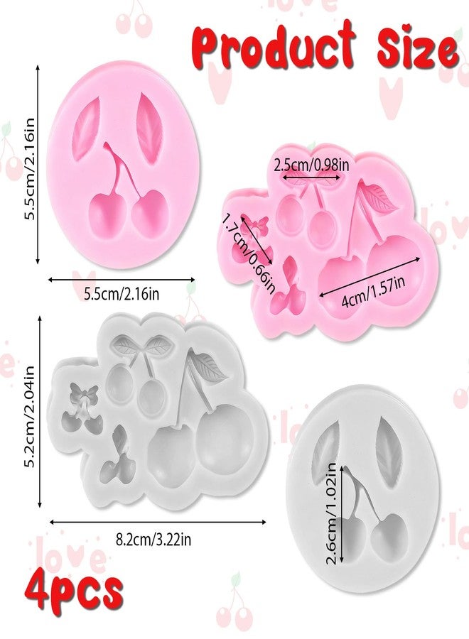 Psiriol 4 PCS Cherry Silicone Mold, 3D Cherries Shaped Fondant Mold, Cherries Chocolate Molds, Fruit Cake Decorating Molds for Cupcake Chocolate Decorating - Image 2