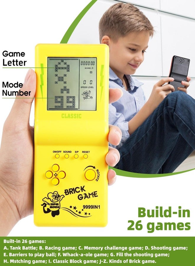 HLF 3.5-inch Large Screen Brick Game Console Building Block Racing/Tank Game Built-in 26 Classic Games Nostalgic Puzzle (Pink) - Image 3