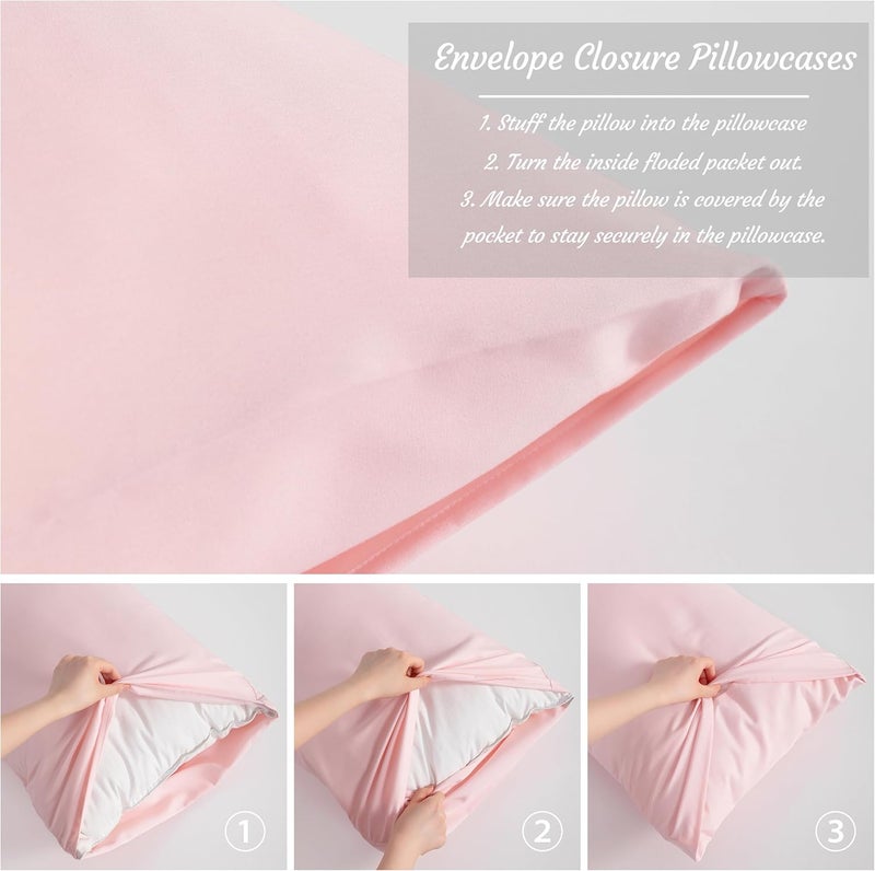 NTBAY Toddler Pillow Cases Set of 2 2 Pack Brushed Microfiber 14x20 Pillow Cases Soft Wrinkle Fade Stain Resistant Blush Pink Pillow Cases with Envelope Closure 14x20 Inches Blush Pink - Image 4
